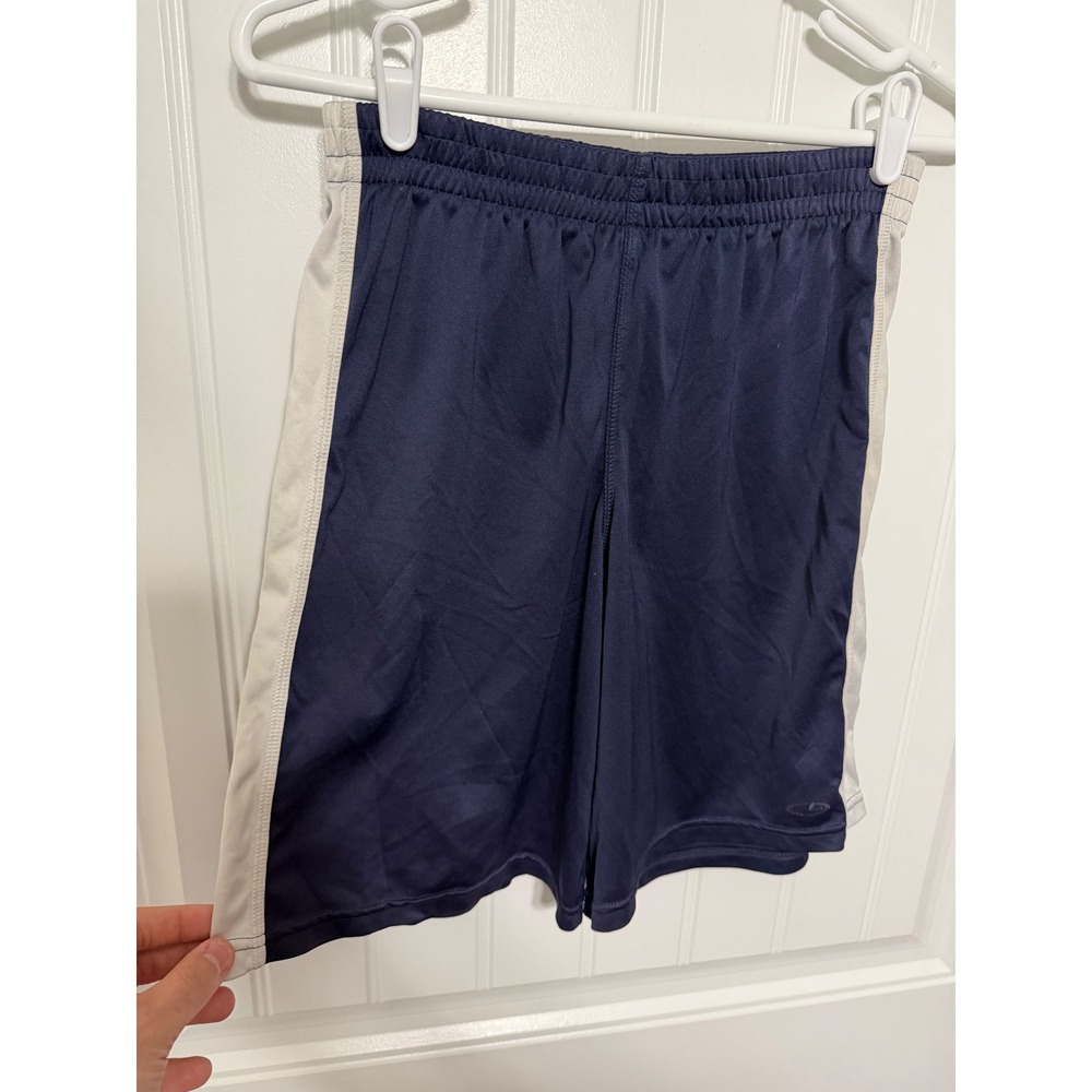 C9 Champion Athletic Shorts Boys Large Navy Blue Striped Elastic Waist Gym